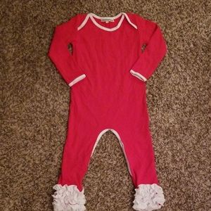 Girls red/white long sleeved romper